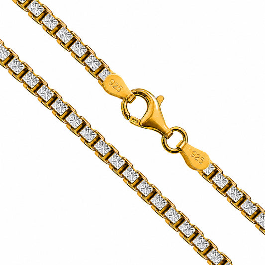 Box Yellow Star 300 - 3.0mm - Sterling Silver 2-Tone Diamond-Cut Chain