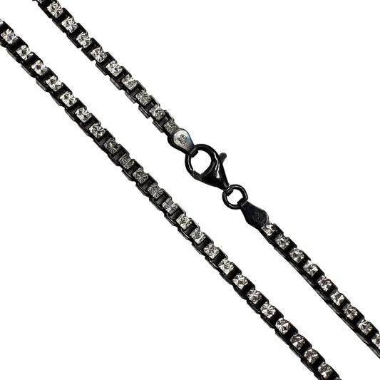 Box Black Star 300 - 3.0mm - Sterling Silver 2-Tone Diamond-Cut Chain
