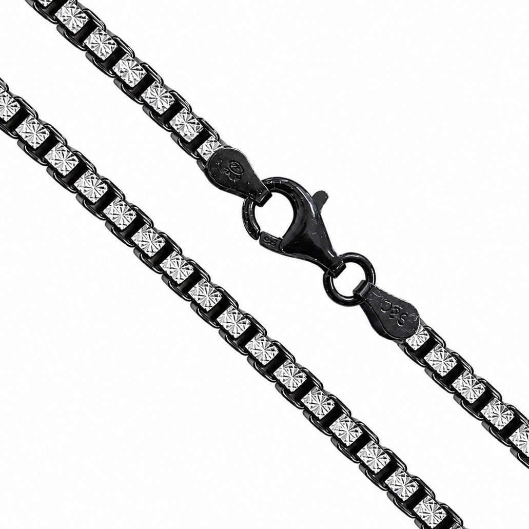 Box Black Star 300 - 3.0mm - Sterling Silver 2-Tone Diamond-Cut Chain