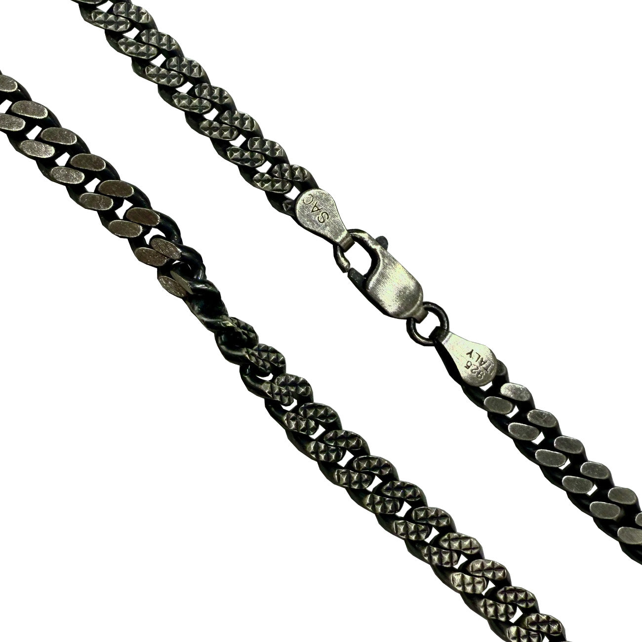 Miami Cuban Pyramid Gun Metal 140 - 4.9mm - Sterling Silver Chain