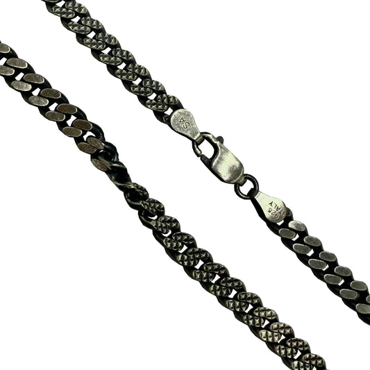 Miami Cuban Pyramid Gun Metal 140 - 4.9mm - Sterling Silver Chain