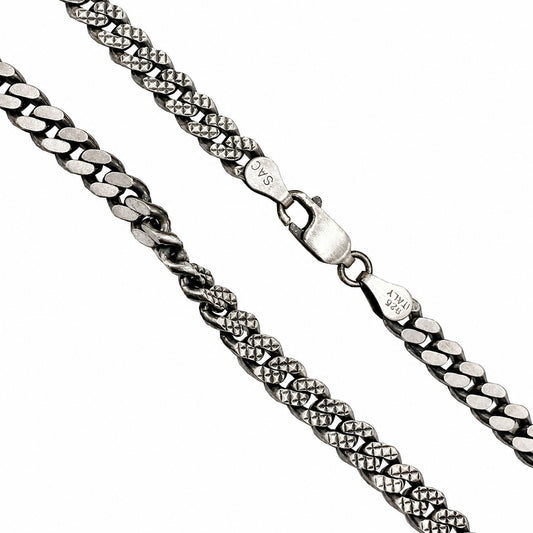Miami Cuban Pyramid Gun Metal 140 - 4.9mm - Sterling Silver Chain