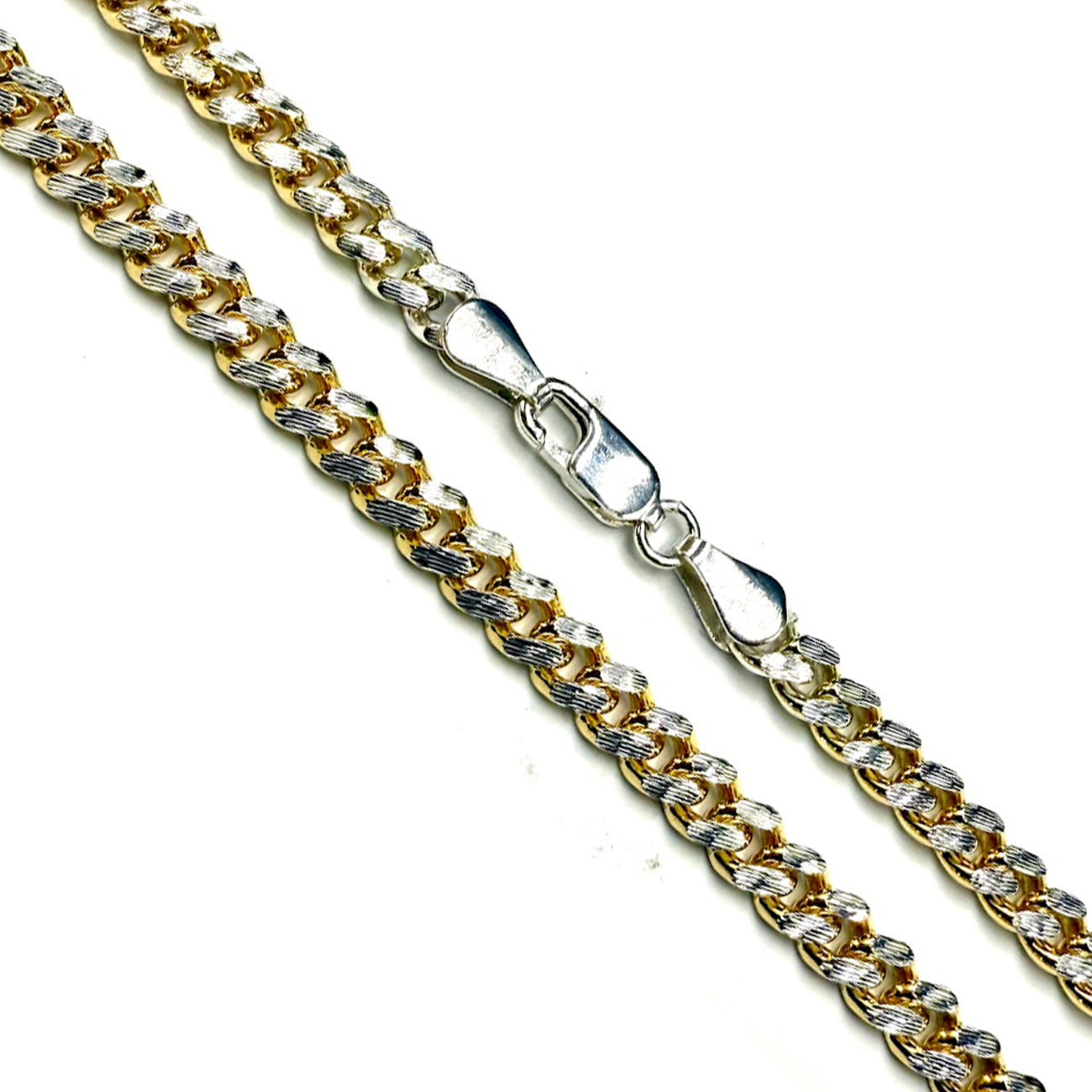 Miami Cuban Gold Plated Slash 140 - 4.9mm - Sterling Silver Chain