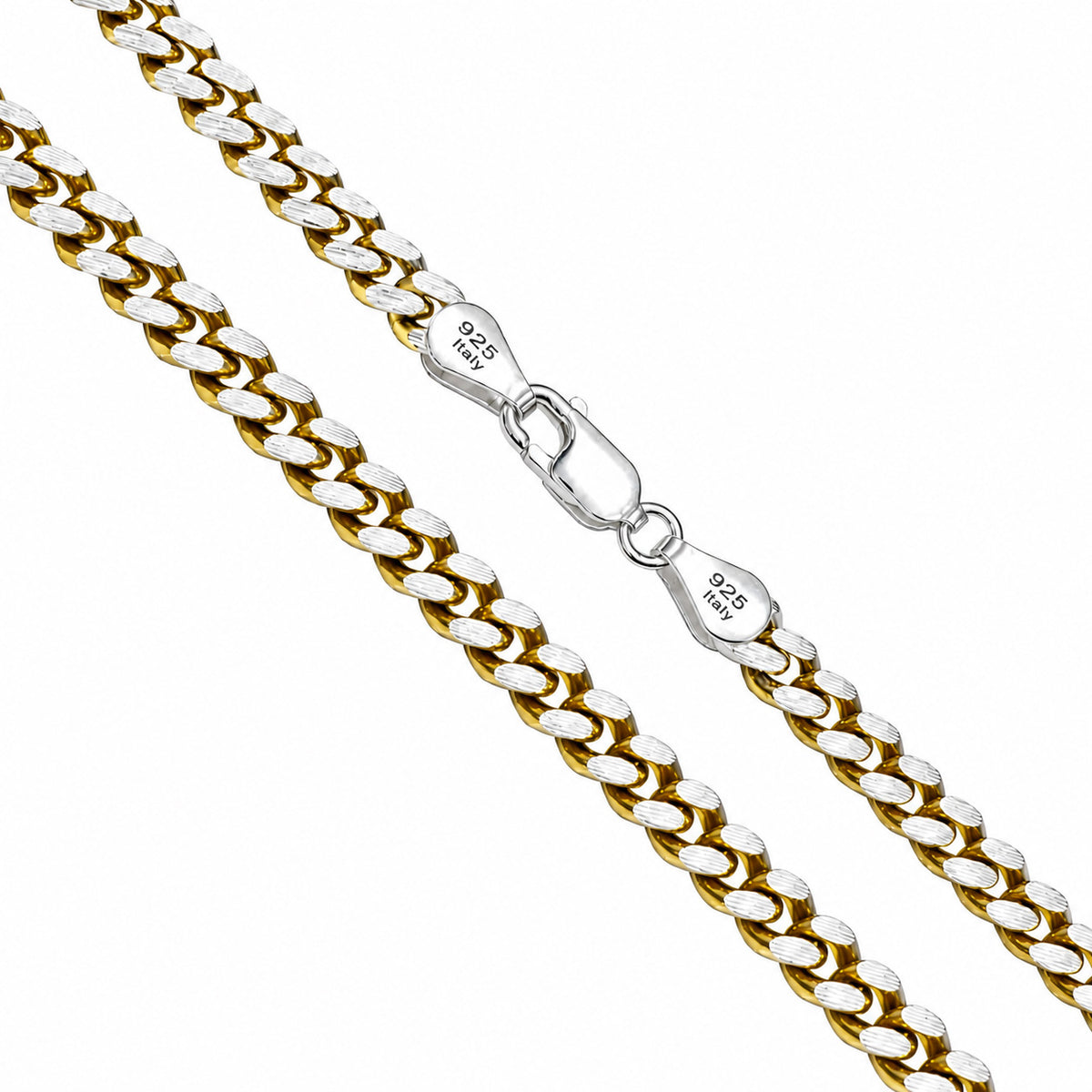 Miami Cuban Gold Plated Slash 140 - 4.9mm - Sterling Silver Chain