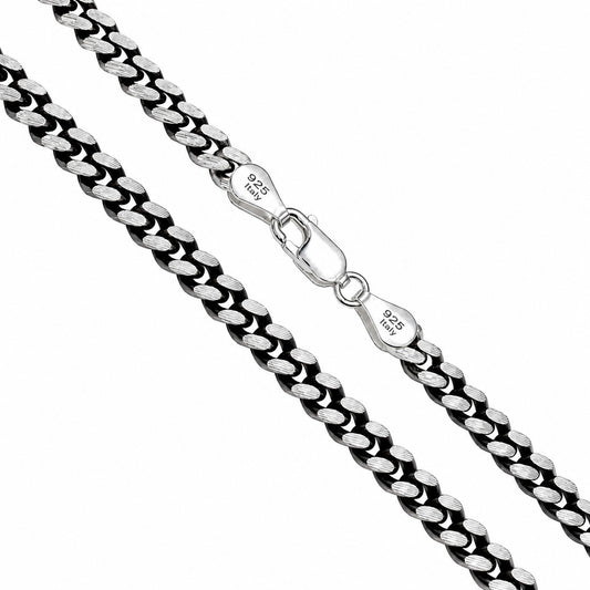 Miami Cuban Ruthenium Plated Slash 140 - 4.9mm - Sterling Silver Chain
