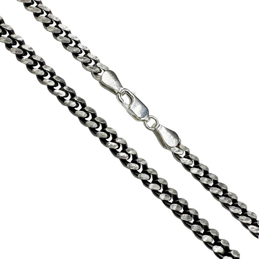 Miami Cuban Ruthenium Plated Slash 140 - 4.9mm - Sterling Silver Chain