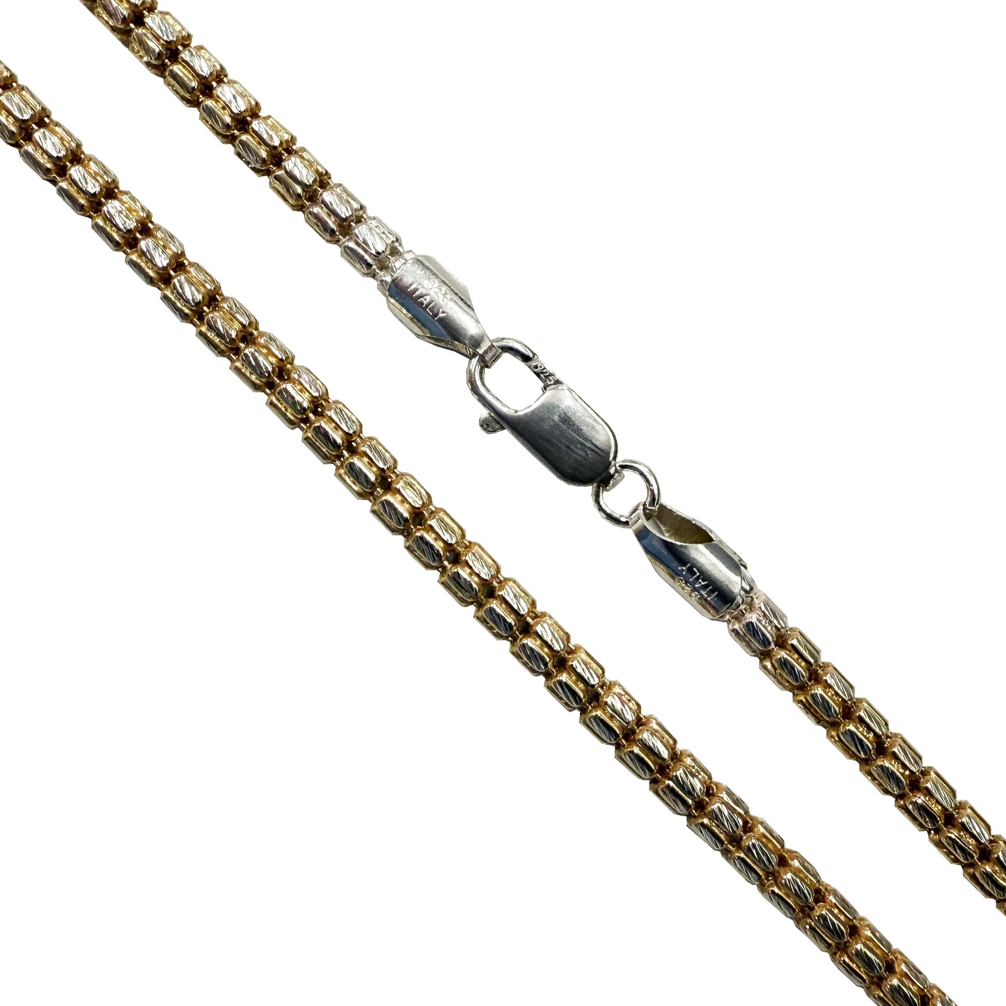 Tube Bead 150 - 4mm - Sterling Silver Gold Plated 2-Tone Slash DC Chain