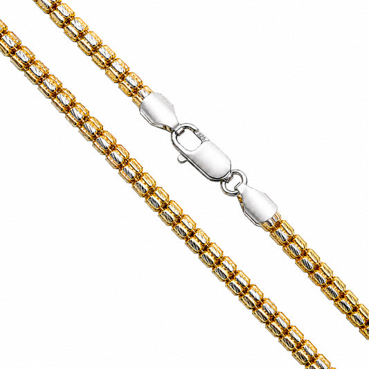 Tube Bead 150 - 4mm - Sterling Silver Gold Plated 2-Tone Slash DC Chain