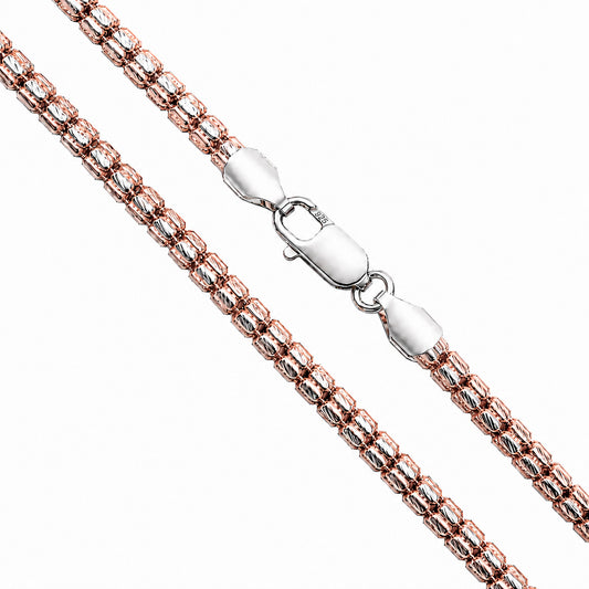 Tube Bead 150 - 4mm - Sterling Silver Rose Gold Plated 2-Tone Slash DC Chain