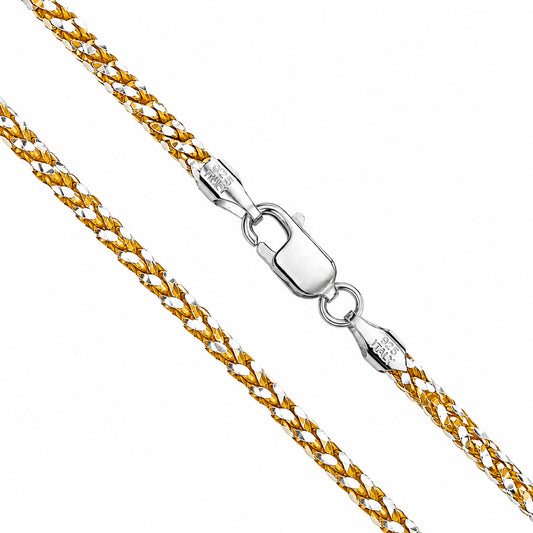 Franco Prism 080 - 2.5mm - Sterling Silver Gold Plated 2-Tone DC Chain