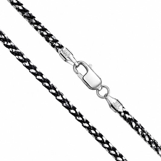 Franco Prism 080 - 2.5mm - Sterling Silver Black Plated 2-Tone DC Chain
