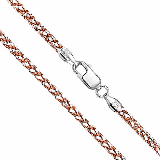 Franco Prism 080 - 2.5mm - Sterling Silver Rose Gold Plated 2-Tone DC Chain