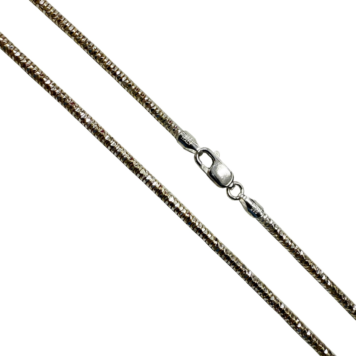 Snake Prism 240 - 2.5mm - Sterling Silver Gold Plated 2-Tone DC Flex Chain