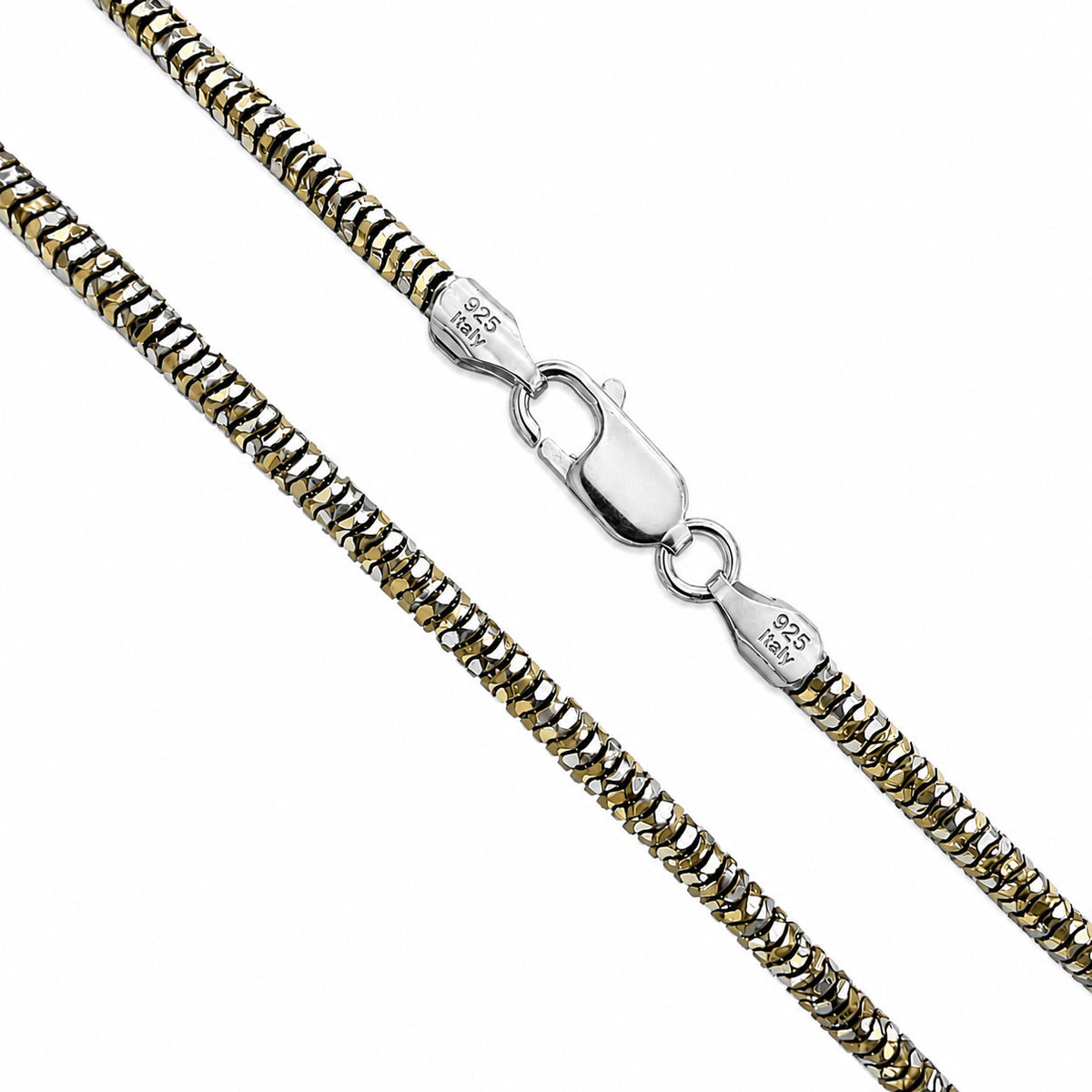 Snake Prism 240 - 2.5mm - Sterling Silver Gold Plated 2-Tone DC Flex Chain
