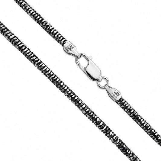 Snake Prism 240 - 2.5mm - Sterling Silver Black Plated 2-Tone DC Flex Chain