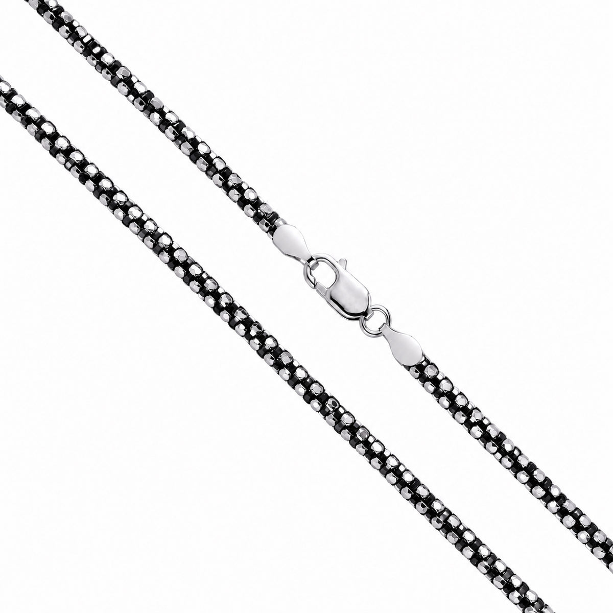 Round Box Prism 050 - 2.5mm - Sterling Silver Black Plated 2-Tone DC Chain