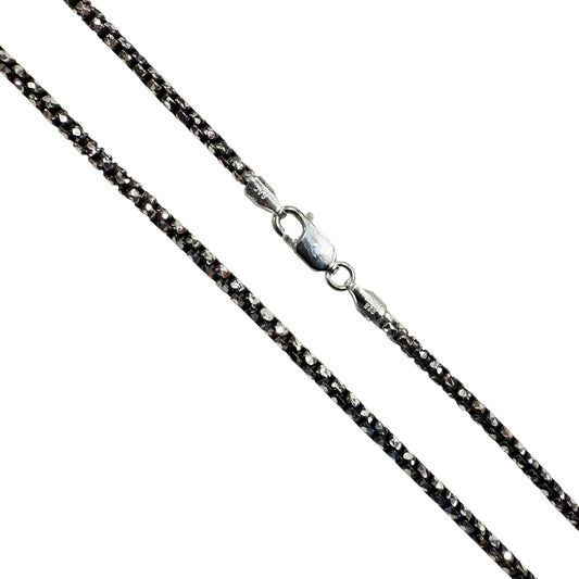 Round Box Prism 050 - 2.5mm - Sterling Silver Black Plated 2-Tone DC Chain
