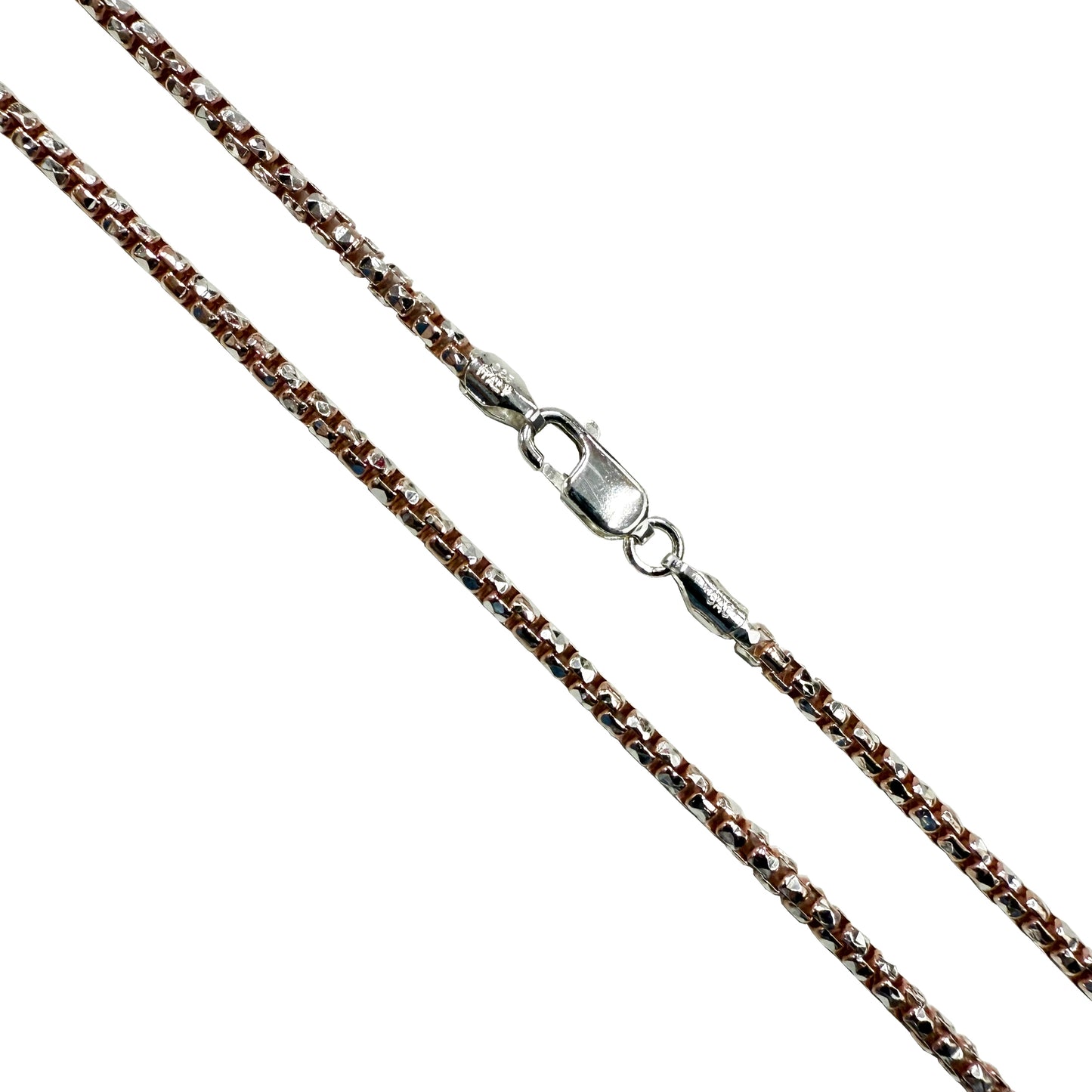 Round Box Prism 050 - 2.5mm - Sterling Silver Gold Plated 2-Tone DC Chain