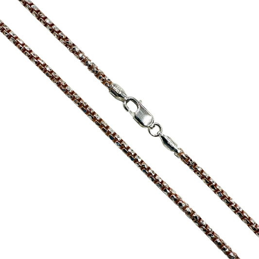 Round Box Prism 050 - 2.5mm - Sterling Silver Gold Plated 2-Tone DC Chain