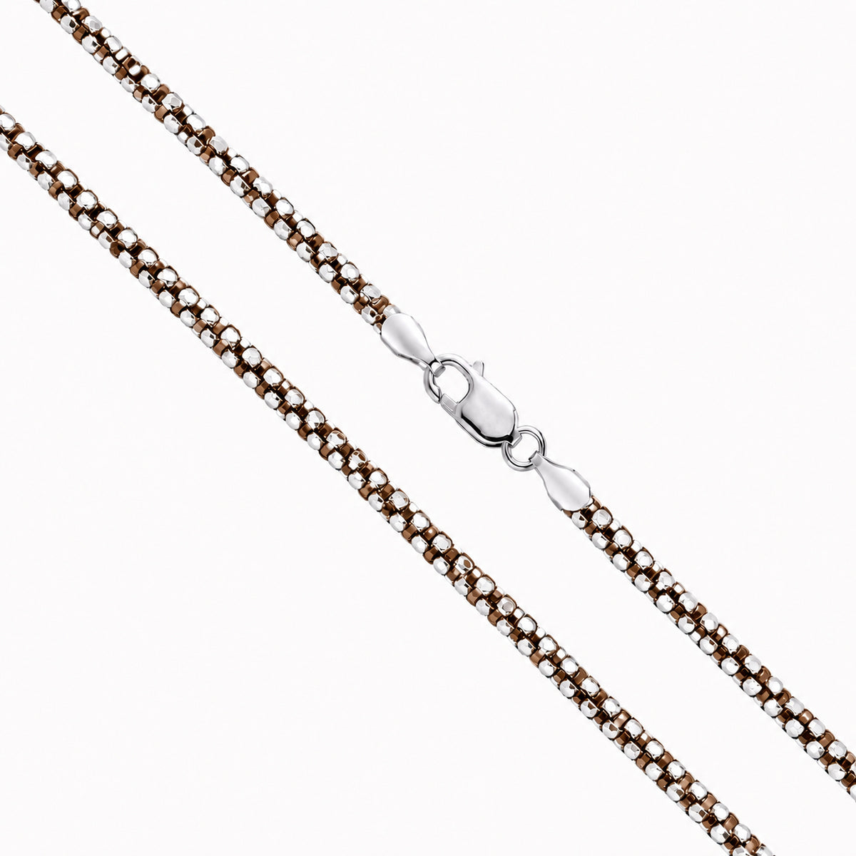 Round Box Prism 050 - 2.5mm - Sterling Silver Gold Plated 2-Tone DC Chain