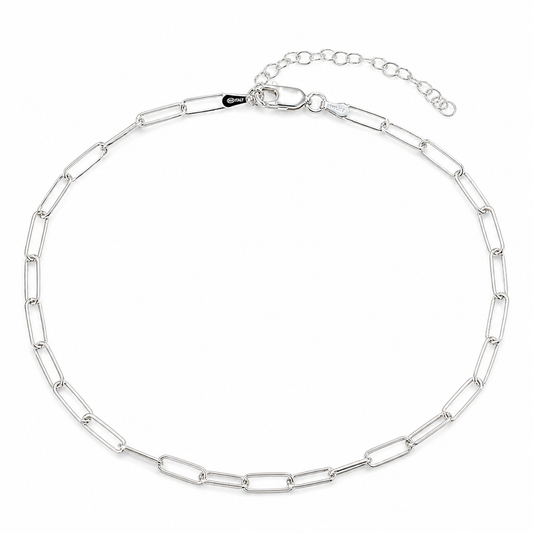 Paper Clip 060 - 3mm - Sterling Silver Paper Clip Chain Anklet