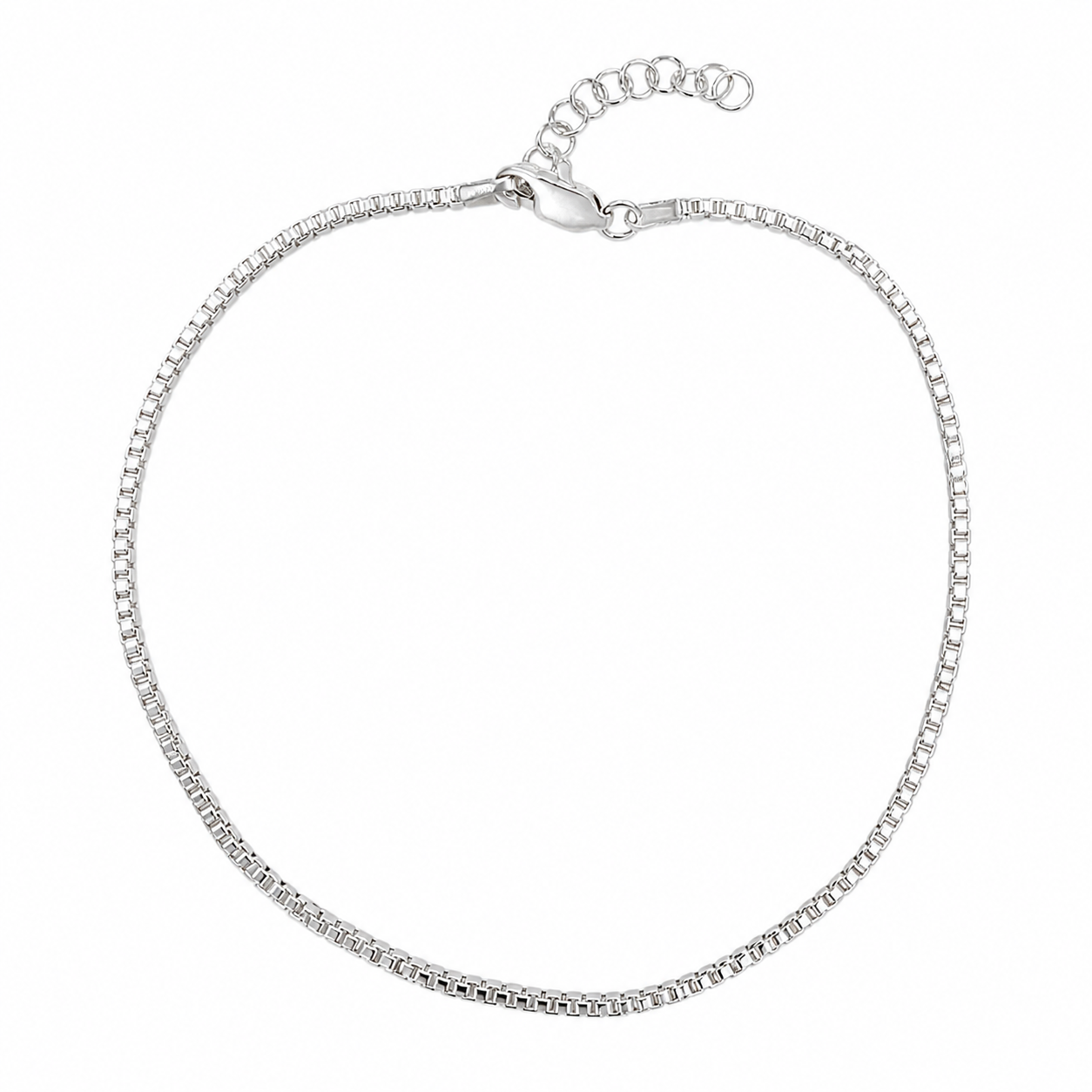 Box 028 - 1.5mm - Sterling Silver Diamond-Cut Box Chain Anklet