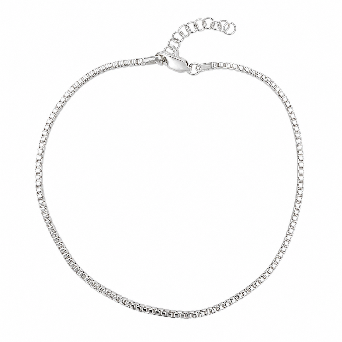 Box 028 - 1.5mm - Sterling Silver Diamond-Cut Box Chain Anklet