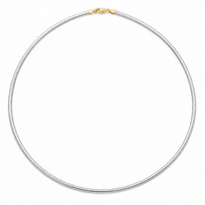 Lightweight Omega - 4mm - Sterling Silver Two-Tone Reversible Chain Necklace