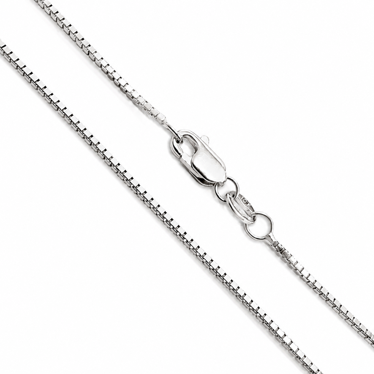 Box - 1mm - White 10k Gold Chain