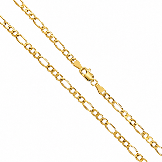 Figaro Hollow - 4mm - Yellow 10k Gold Chain
