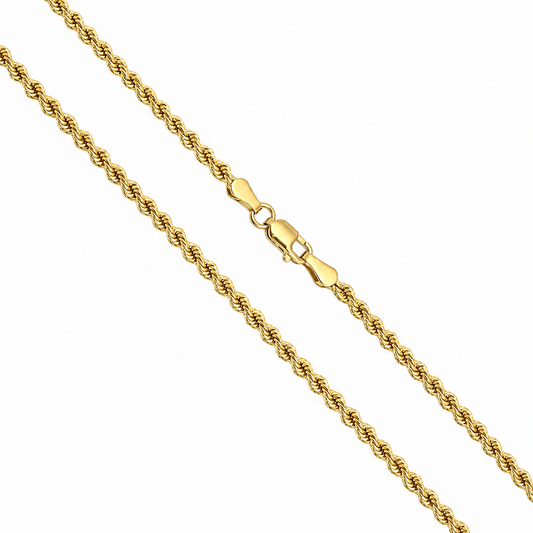 Rope Hollow Diamond-Cut - 2mm - Yellow 10k Gold Chain