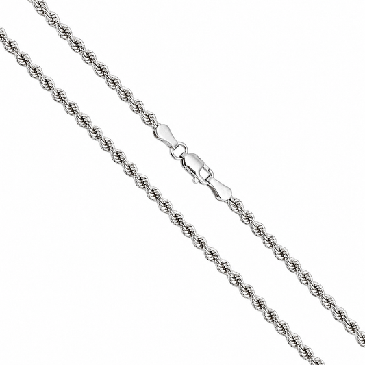 Rope Hollow Diamond-Cut - 2mm - White 10k Gold Chain