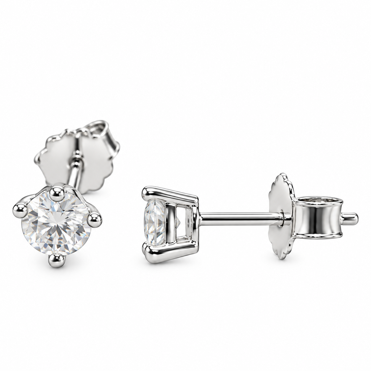 Sterling Silver 3mm Round Clear CZ Stud Earrings
