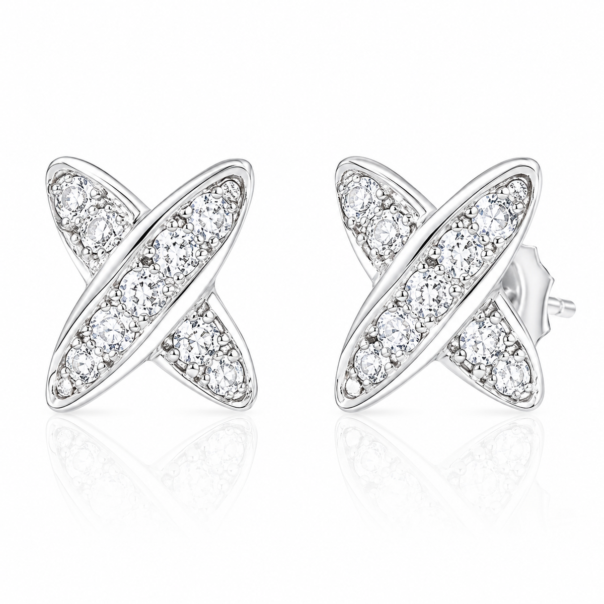 Sterling Silver Hugs Kisses X Love Promise Criss Cross Knot Earrings