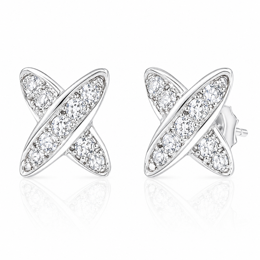 Sterling Silver Hugs Kisses X Love Promise Criss Cross Knot Earrings