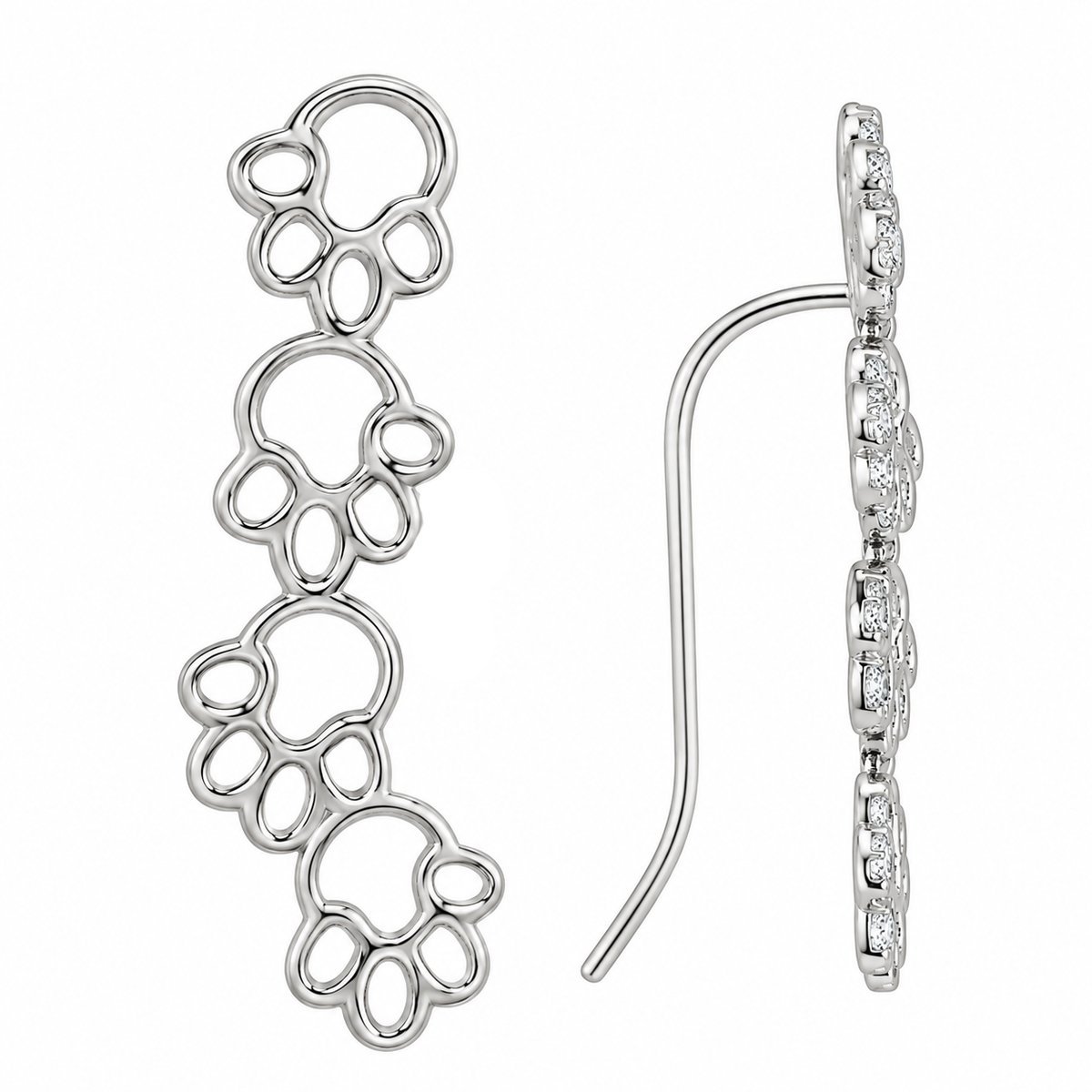 Sterling Silver Paw Print Animal Dog Pet Earrings