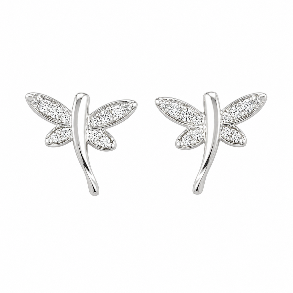 Sterling Silver Dragonfly Animal Cute Flying Bug Nature Stud Earrings