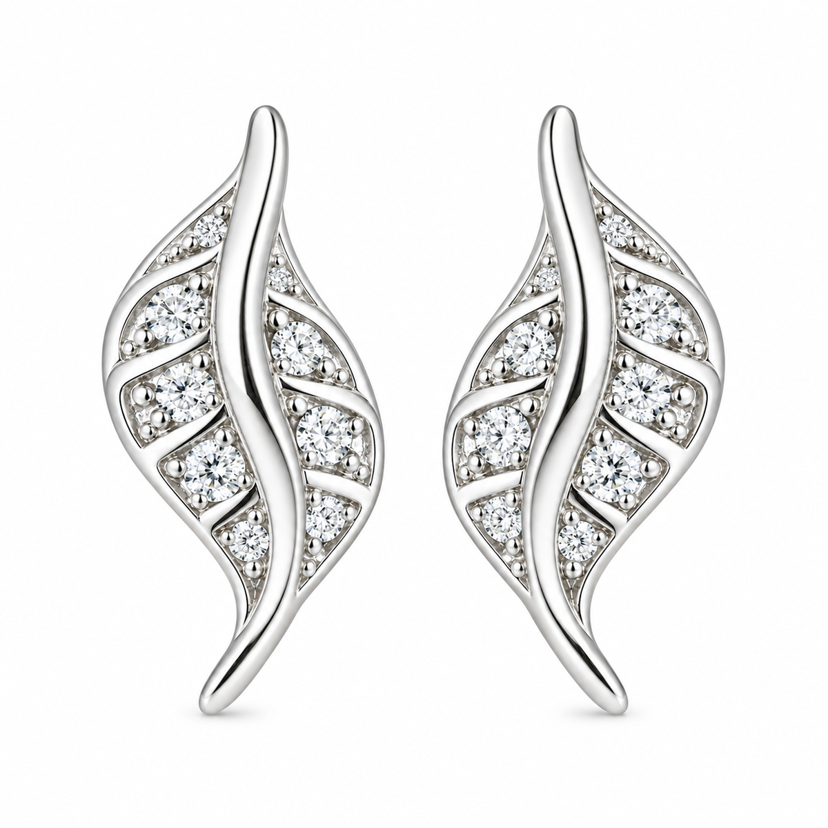 Sterling Silver Filigree Leaf Plant Nature Stud Earrings