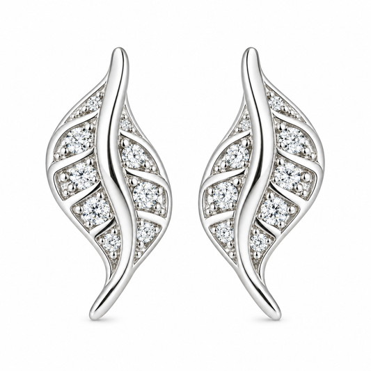 Sterling Silver Filigree Leaf Plant Nature Stud Earrings