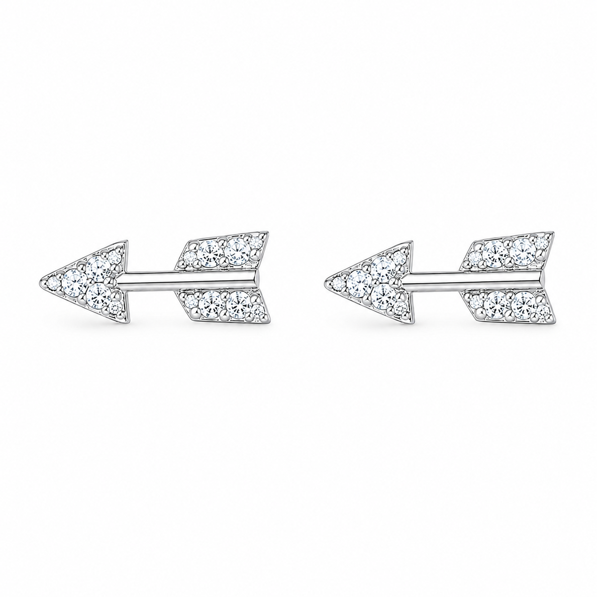 Sterling Silver Arrow Pointing Clear CZ Stud Earrings