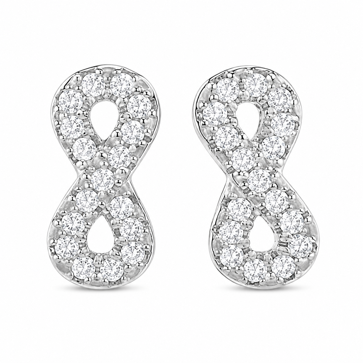Sterling Silver Infinity Forever Love Clear CZ Stud Earrings