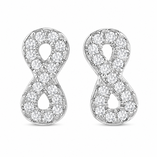 Sterling Silver Infinity Forever Love Clear CZ Stud Earrings