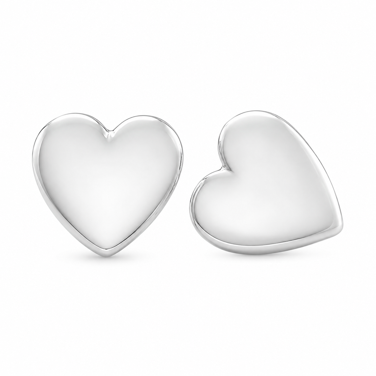 Sterling Silver Heart Smooth High Polish Plain Stud Earrings