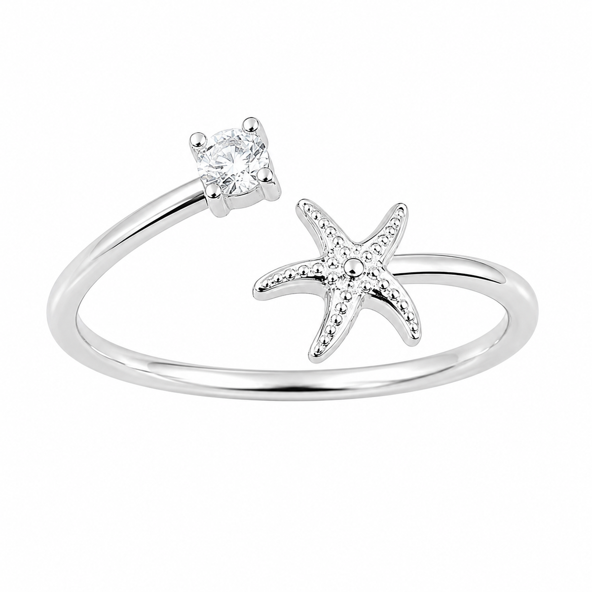 Sterling Silver Starfish Marine Animal Clear CZ Toe Ring