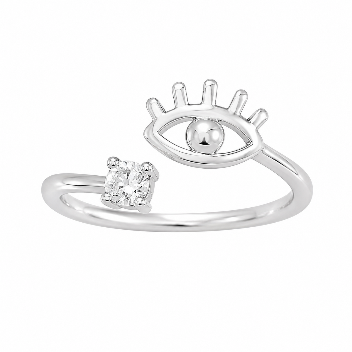 Sterling Silver Evil Eye Clear CZ Open Adjustable Toe Ring