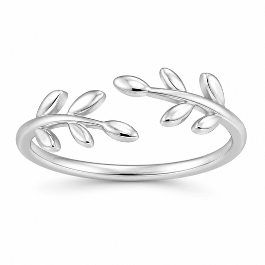 Sterling Silver Leaf Vine Nature Plant Adjustable Toe Ring