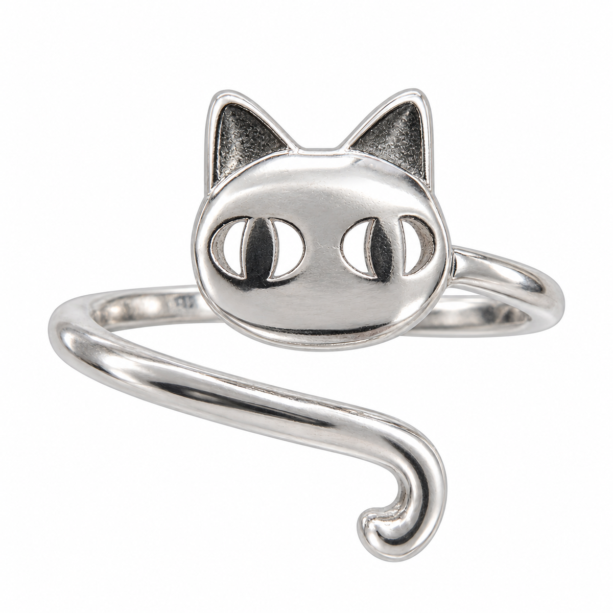 Sterling Silver Spooky Cat Pet Halloween Adjustable Toe Ring