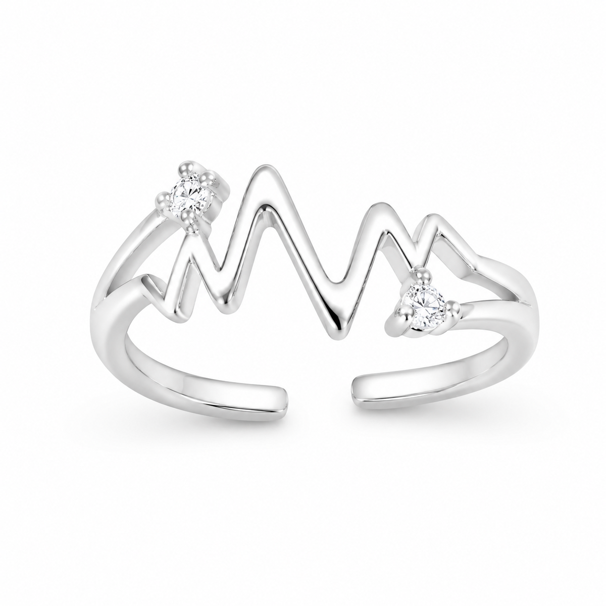 Sterling Silver EKG Heartbeat Adjustable Toe Ring