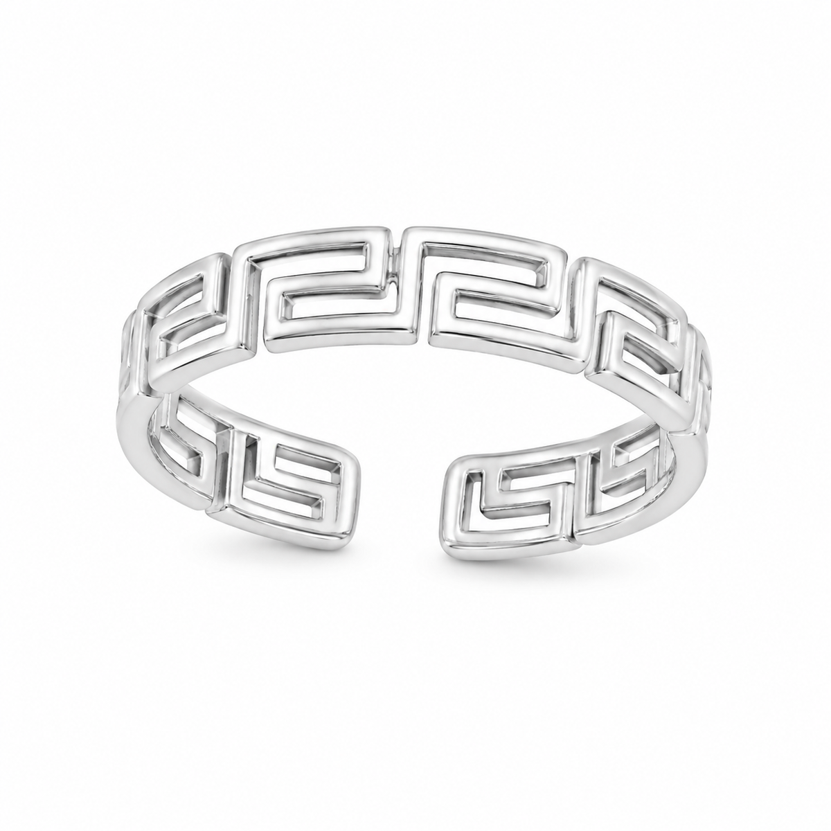 Sterling Silver Greek Key Zig Zag Adjustable Toe Ring