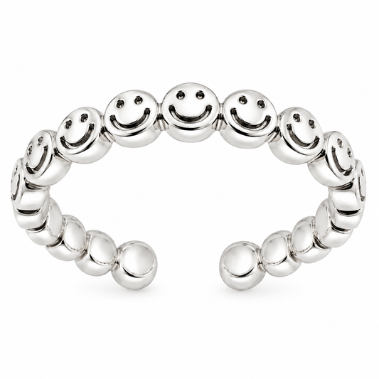 Sterling Silver Smiley Face Happy Cute Adjustable Toe Ring